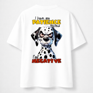 Dog Print White Oversized Back T-Shirt for Men