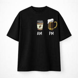 AM to PM Vibes Black Oversized T-Shirt for Men