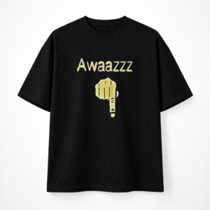 Black Oversized T-Shirt with 'Awaazzz' Graphic