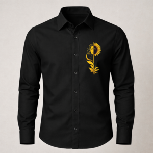 Black Shirt with Elegant Floral Prints