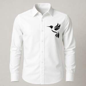 Premium White Cotton Shirt with Bird Prints