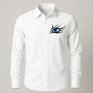 Stylish White Cotton Shirt with Eye Print